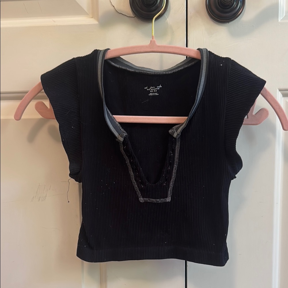 Urban Outfitters Black Ribbed Crop Top